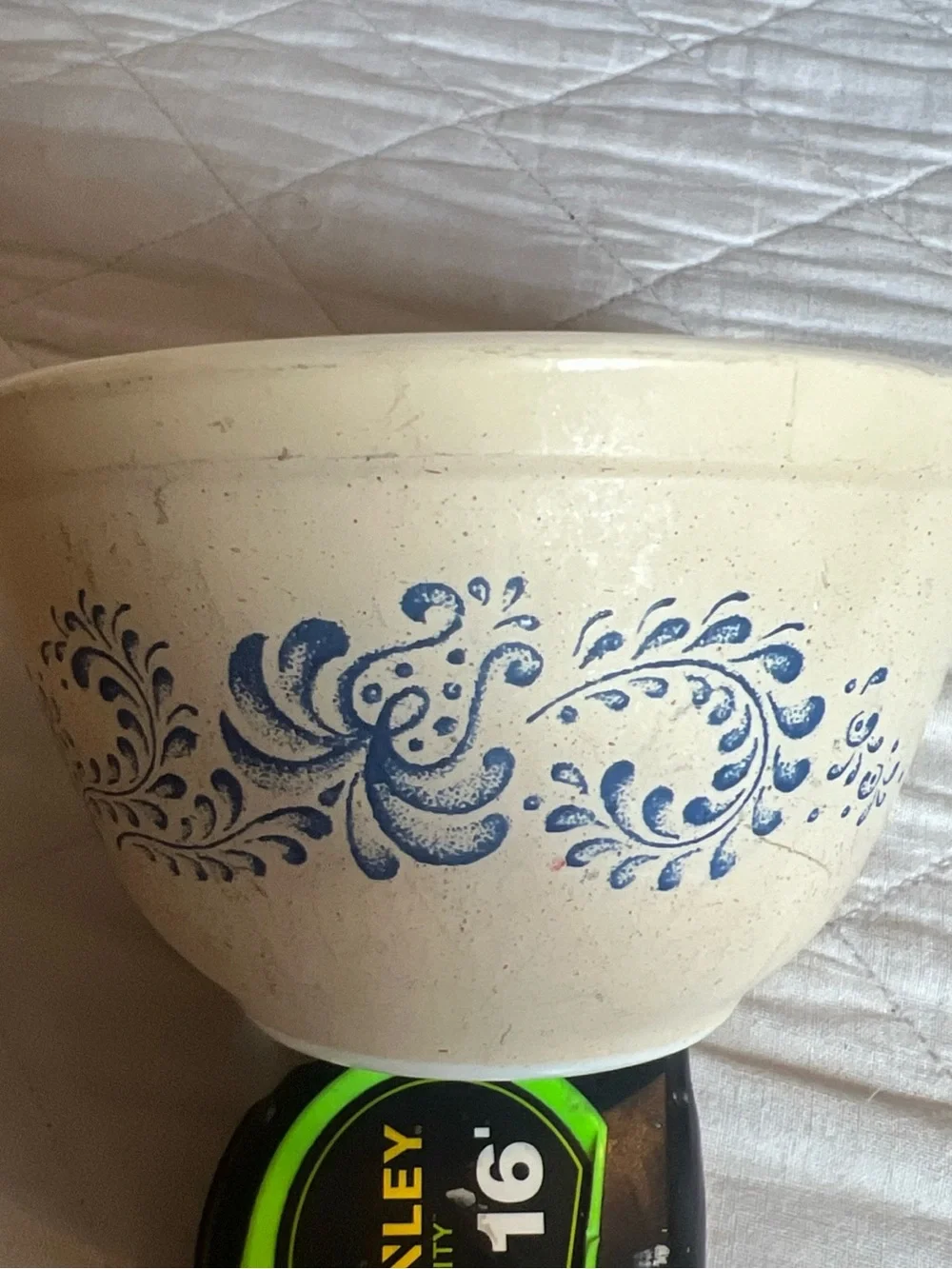 Blue Floral Speckled Stoneware Pyrex Mixing Bowl